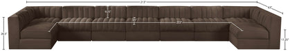 Meridian Furniture - Rummi Brown Velvet Performance Fabric Upholstered 9pc. Sectional - 660Brown-Sec9A - GreatFurnitureDeal