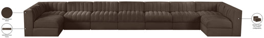 Meridian Furniture - Rummi Brown Velvet Performance Fabric Upholstered 9pc. Sectional - 660Brown-Sec9A - GreatFurnitureDeal