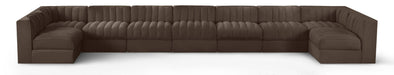 Meridian Furniture - Rummi Brown Velvet Performance Fabric Upholstered 9pc. Sectional - 660Brown-Sec9A - GreatFurnitureDeal