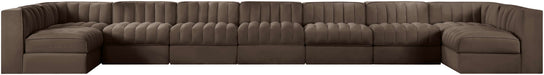 Meridian Furniture - Rummi Brown Velvet Performance Fabric Upholstered 9pc. Sectional - 660Brown-Sec9A - GreatFurnitureDeal