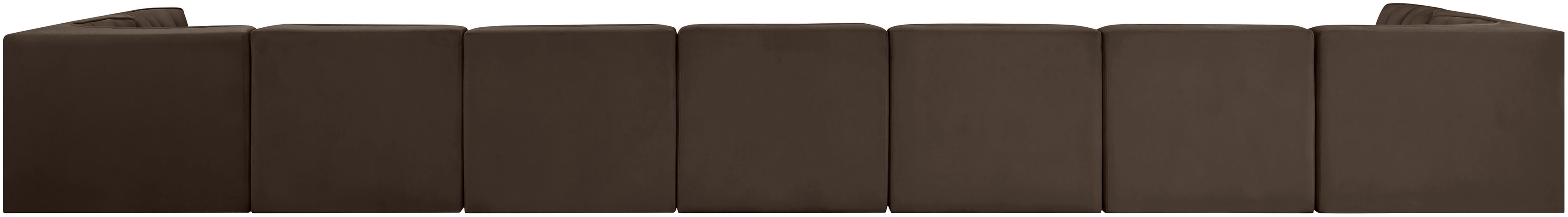 Meridian Furniture - Rummi Brown Velvet Performance Fabric Upholstered 9pc. Sectional - 660Brown-Sec9A - GreatFurnitureDeal