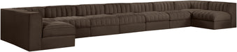 Meridian Furniture - Rummi Brown Velvet Performance Fabric Upholstered 9pc. Sectional - 660Brown-Sec9A - GreatFurnitureDeal