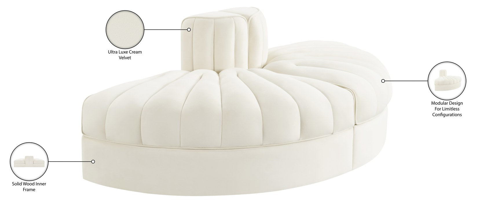 Meridian Furniture - Rummi Cream Velvet Performance Fabric Upholstered 2pc. Sofa - 660Cream-2RC - GreatFurnitureDeal