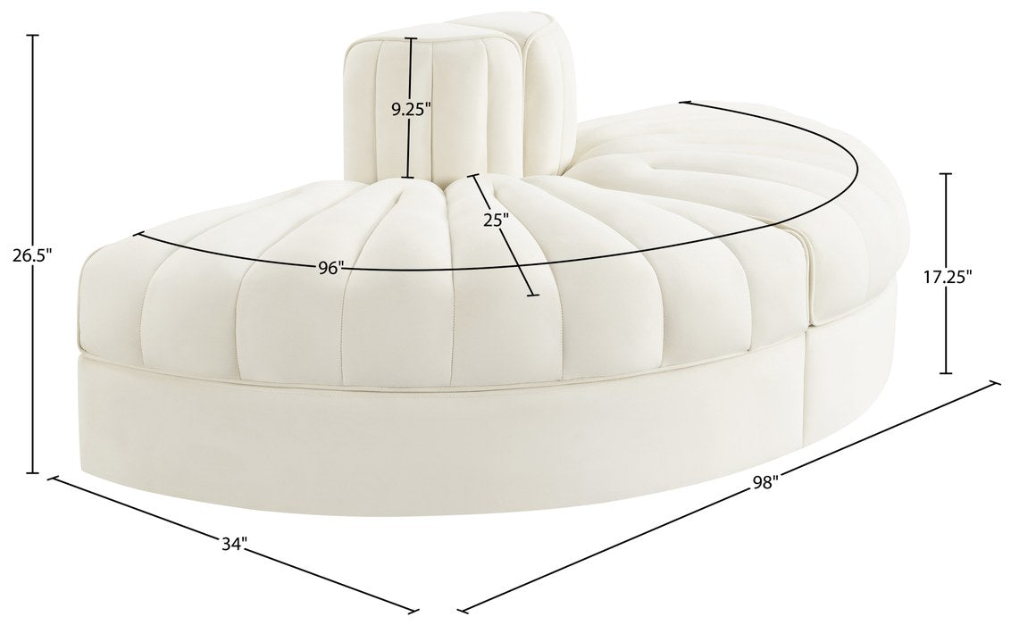 Meridian Furniture - Rummi Cream Velvet Performance Fabric Upholstered 2pc. Sofa - 660Cream-2RC - GreatFurnitureDeal