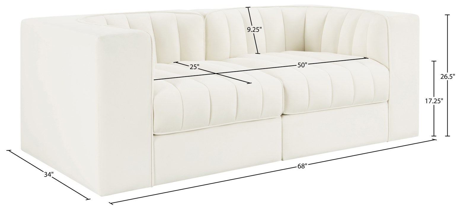 Meridian Furniture - Rummi Cream Velvet Performance Fabric Upholstered 2pc. Loveseat - 660Cream-S68 - GreatFurnitureDeal