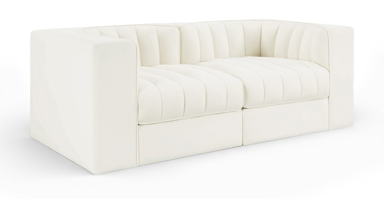 Meridian Furniture - Rummi Cream Velvet Performance Fabric Upholstered 2pc. Loveseat - 660Cream-S68 - GreatFurnitureDeal