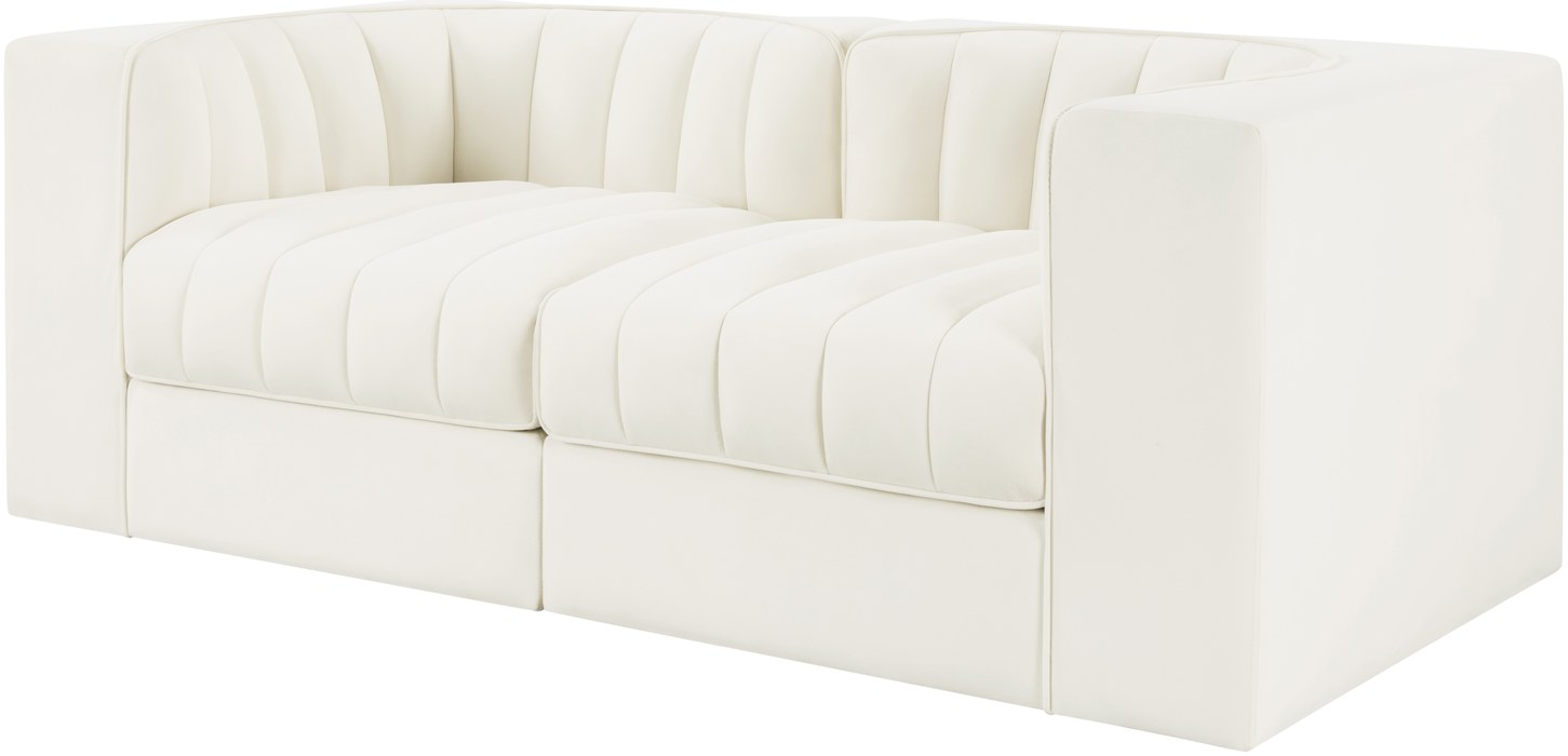Meridian Furniture - Rummi Cream Velvet Performance Fabric Upholstered 2pc. Loveseat - 660Cream-S68 - GreatFurnitureDeal