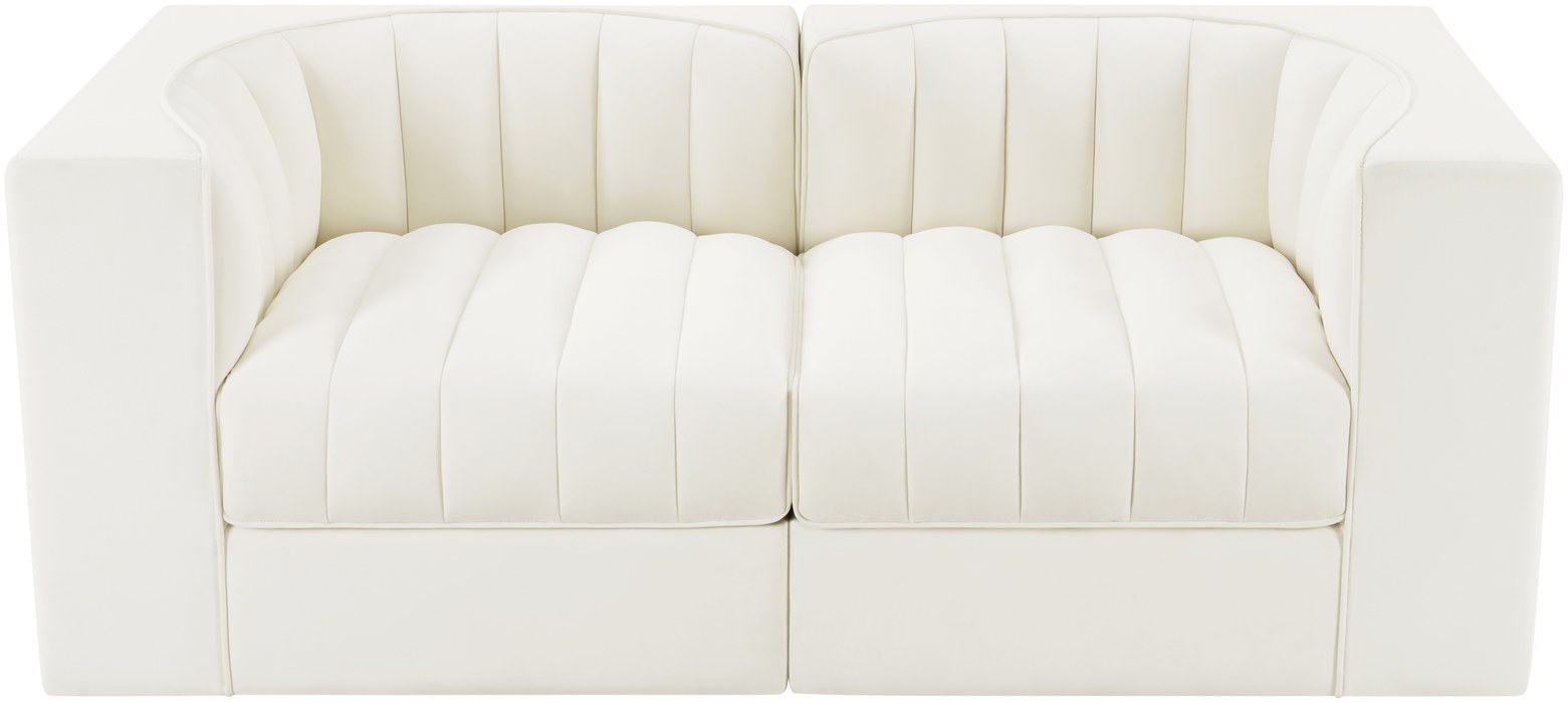 Meridian Furniture - Rummi Cream Velvet Performance Fabric Upholstered 2pc. Loveseat - 660Cream-S68 - GreatFurnitureDeal