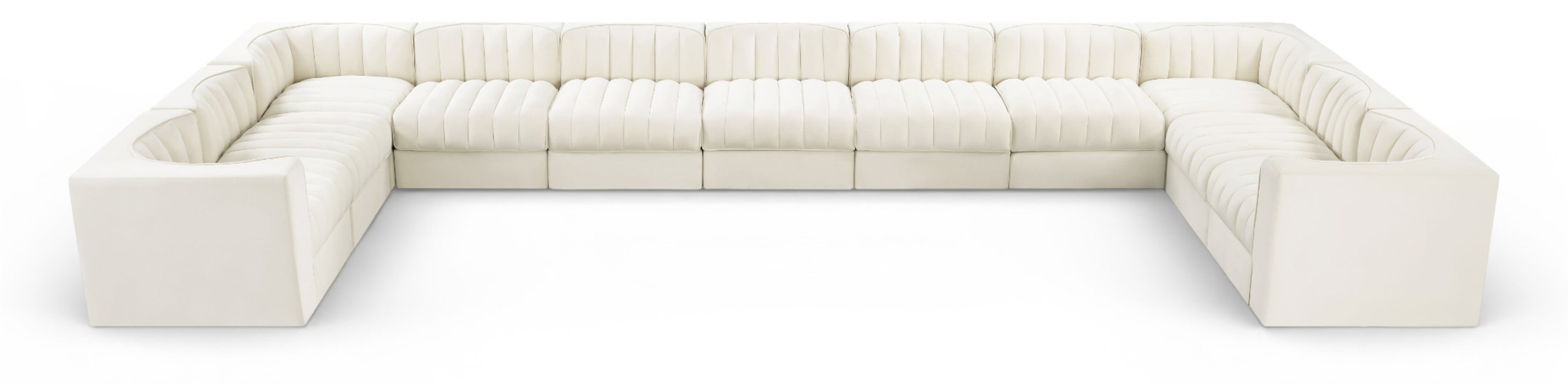 Meridian Furniture - Rummi Cream Velvet Performance Fabric Upholstered 11pc. Sectional - 660Cream-Sec11A - GreatFurnitureDeal