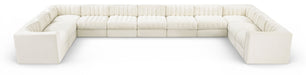 Meridian Furniture - Rummi Cream Velvet Performance Fabric Upholstered 11pc. Sectional - 660Cream-Sec11A - GreatFurnitureDeal
