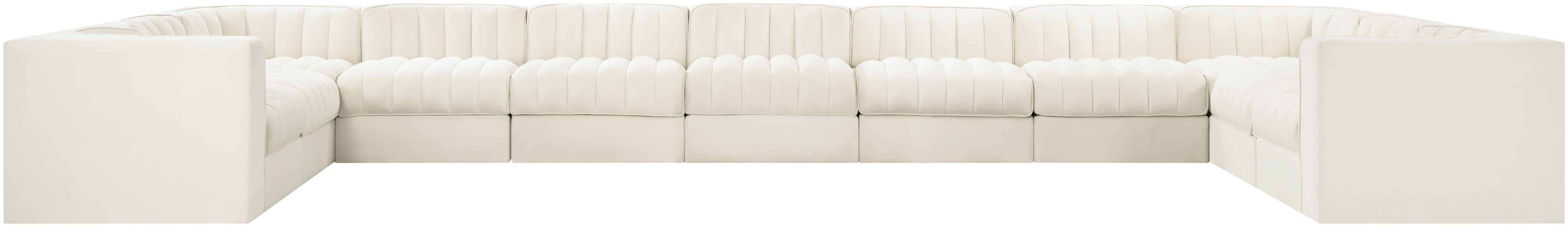 Meridian Furniture - Rummi Cream Velvet Performance Fabric Upholstered 11pc. Sectional - 660Cream-Sec11A - GreatFurnitureDeal