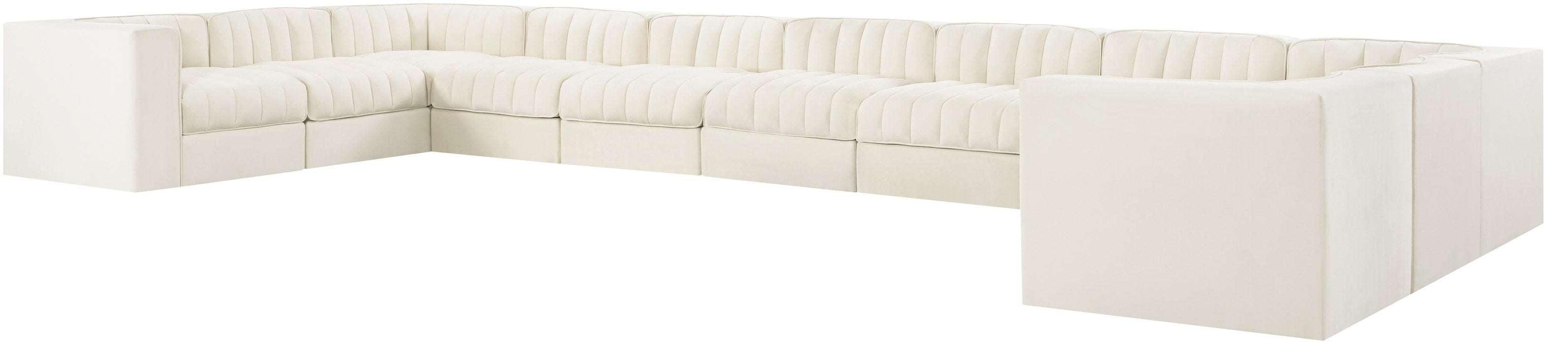Meridian Furniture - Rummi Cream Velvet Performance Fabric Upholstered 11pc. Sectional - 660Cream-Sec11A - GreatFurnitureDeal