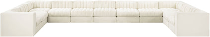Meridian Furniture - Rummi Cream Velvet Performance Fabric Upholstered 11pc. Sectional - 660Cream-Sec11A - GreatFurnitureDeal