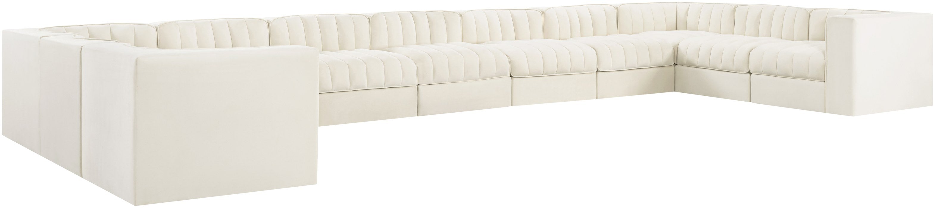 Meridian Furniture - Rummi Cream Velvet Performance Fabric Upholstered 11pc. Sectional - 660Cream-Sec11A - GreatFurnitureDeal