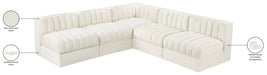 Meridian Furniture - Rummi Cream Velvet Performance Fabric Upholstered 5pc. Sectional - 660Cream-Sec5A - GreatFurnitureDeal