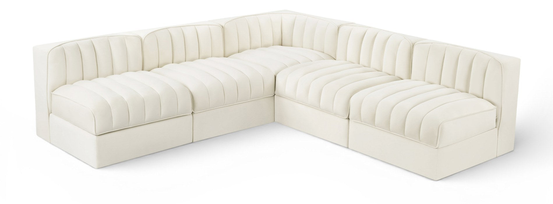 Meridian Furniture - Rummi Cream Velvet Performance Fabric Upholstered 5pc. Sectional - 660Cream-Sec5A - GreatFurnitureDeal