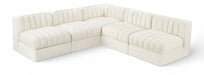Meridian Furniture - Rummi Cream Velvet Performance Fabric Upholstered 5pc. Sectional - 660Cream-Sec5A - GreatFurnitureDeal
