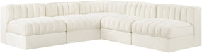 Meridian Furniture - Rummi Cream Velvet Performance Fabric Upholstered 5pc. Sectional - 660Cream-Sec5A - GreatFurnitureDeal