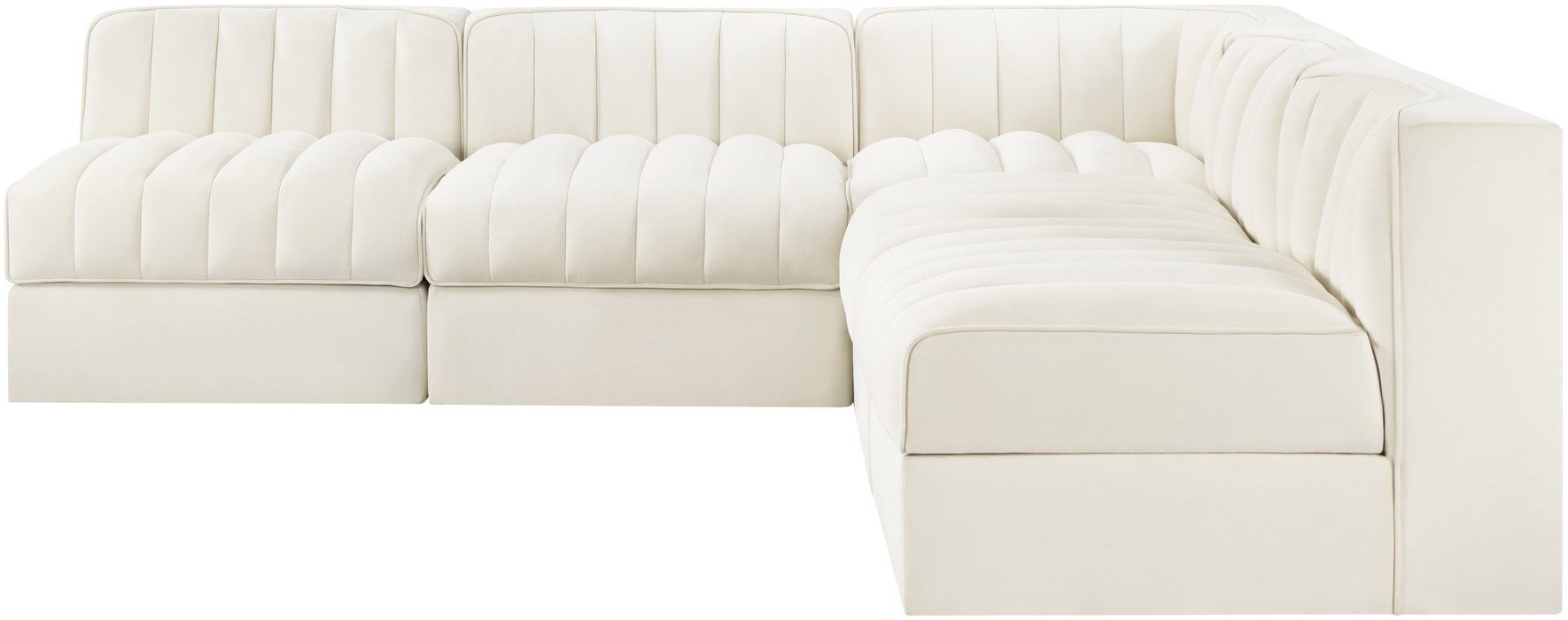 Meridian Furniture - Rummi Cream Velvet Performance Fabric Upholstered 5pc. Sectional - 660Cream-Sec5A - GreatFurnitureDeal