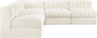Meridian Furniture - Rummi Cream Velvet Performance Fabric Upholstered 5pc. Sectional - 660Cream-Sec5A - GreatFurnitureDeal