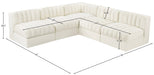 Meridian Furniture - Rummi Cream Velvet Performance Fabric Upholstered 5pc. Sectional - 660Cream-Sec5A - GreatFurnitureDeal
