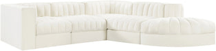 Meridian Furniture - Rummi Cream Velvet Performance Fabric Upholstered 5pc. Sectional - 660Cream-Sec5C - GreatFurnitureDeal