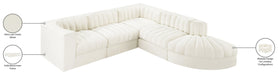 Meridian Furniture - Rummi Cream Velvet Performance Fabric Upholstered 5pc. Sectional - 660Cream-Sec5C - GreatFurnitureDeal