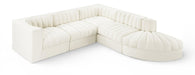 Meridian Furniture - Rummi Cream Velvet Performance Fabric Upholstered 5pc. Sectional - 660Cream-Sec5C - GreatFurnitureDeal