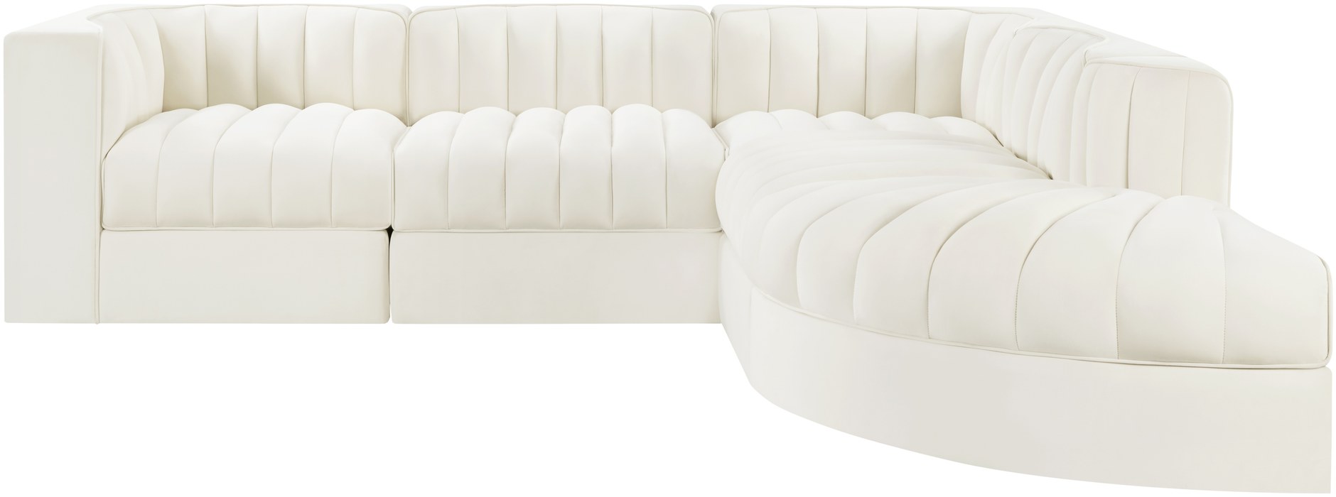 Meridian Furniture - Rummi Cream Velvet Performance Fabric Upholstered 5pc. Sectional - 660Cream-Sec5C - GreatFurnitureDeal