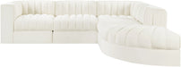 Meridian Furniture - Rummi Cream Velvet Performance Fabric Upholstered 5pc. Sectional - 660Cream-Sec5C - GreatFurnitureDeal
