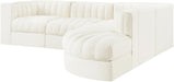 Meridian Furniture - Rummi Cream Velvet Performance Fabric Upholstered 5pc. Sectional - 660Cream-Sec5C - GreatFurnitureDeal
