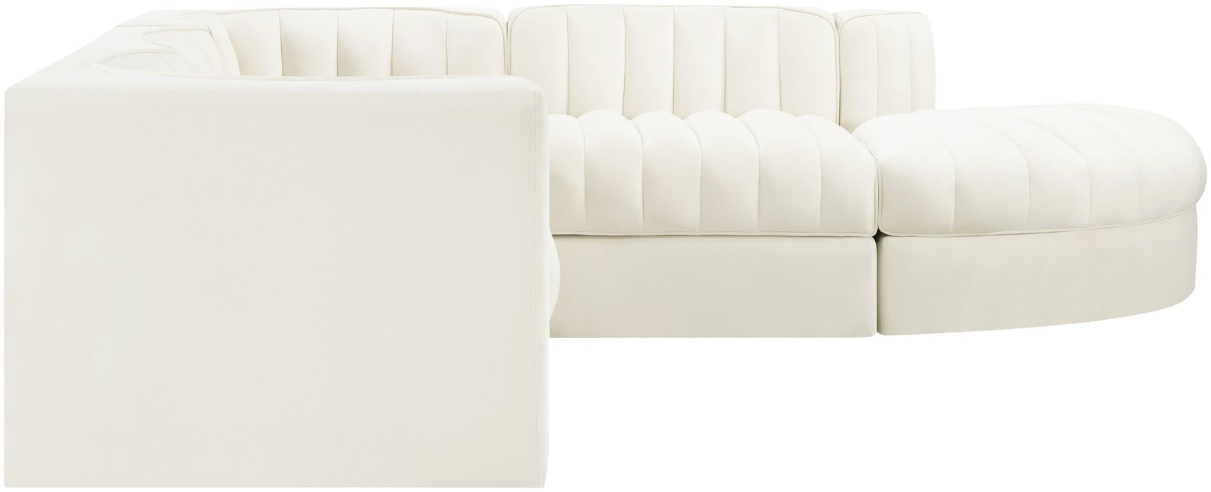 Meridian Furniture - Rummi Cream Velvet Performance Fabric Upholstered 5pc. Sectional - 660Cream-Sec5C - GreatFurnitureDeal