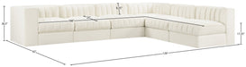 Meridian Furniture - Rummi Cream Velvet Performance Fabric Upholstered 6pc. Sectional - 660Cream-Sec6B - GreatFurnitureDeal