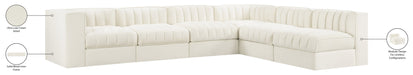 Meridian Furniture - Rummi Cream Velvet Performance Fabric Upholstered 6pc. Sectional - 660Cream-Sec6B - GreatFurnitureDeal