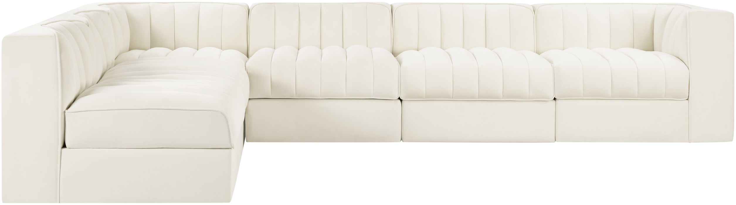 Meridian Furniture - Rummi Cream Velvet Performance Fabric Upholstered 6pc. Sectional - 660Cream-Sec6B - GreatFurnitureDeal