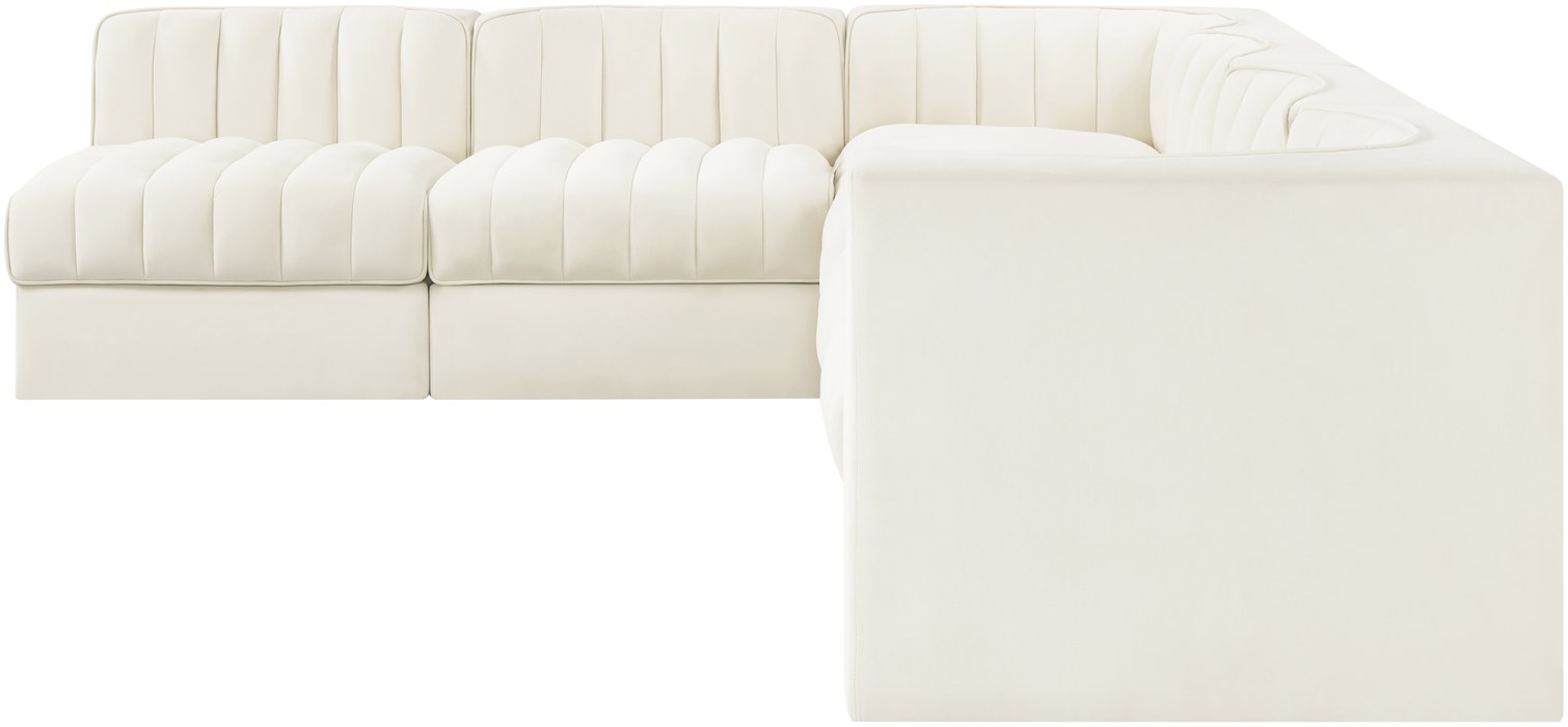 Meridian Furniture - Rummi Cream Velvet Performance Fabric Upholstered 6pc. Sectional - 660Cream-Sec6B - GreatFurnitureDeal