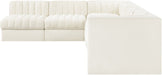 Meridian Furniture - Rummi Cream Velvet Performance Fabric Upholstered 6pc. Sectional - 660Cream-Sec6B - GreatFurnitureDeal