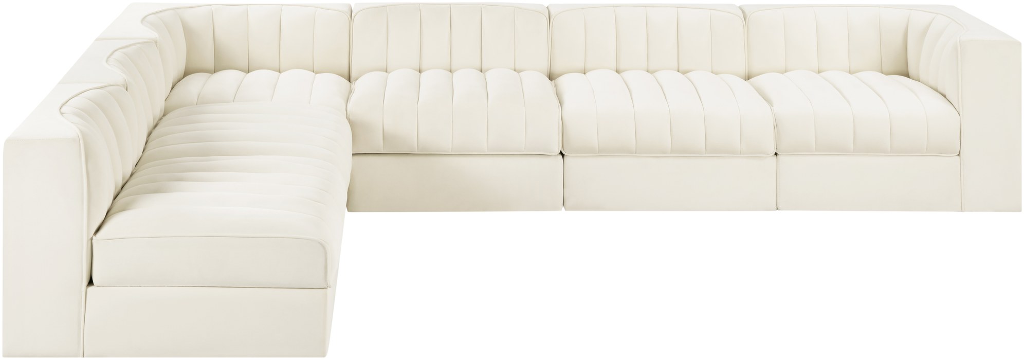 Meridian Furniture - Rummi Cream Velvet Performance Fabric Upholstered 6pc. Sectional - 660Cream-Sec6B - GreatFurnitureDeal