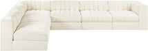Meridian Furniture - Rummi Cream Velvet Performance Fabric Upholstered 6pc. Sectional - 660Cream-Sec6B - GreatFurnitureDeal