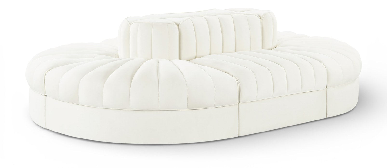 Meridian Furniture - Rummi Cream Velvet Performance Fabric Upholstered 6pc. Sectional - 660Cream-Sec6C - GreatFurnitureDeal