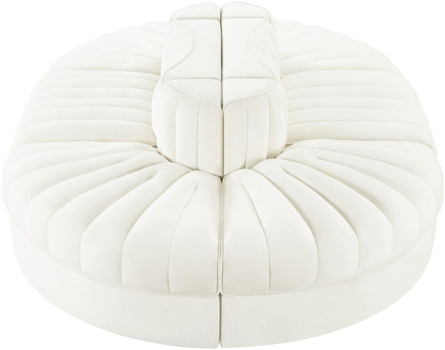 Meridian Furniture - Rummi Cream Velvet Performance Fabric Upholstered 6pc. Sectional - 660Cream-Sec6C - GreatFurnitureDeal