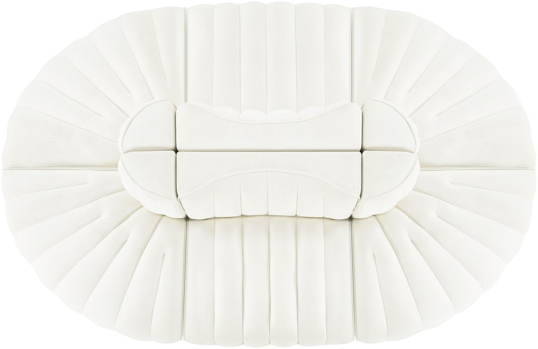 Meridian Furniture - Rummi Cream Velvet Performance Fabric Upholstered 6pc. Sectional - 660Cream-Sec6C - GreatFurnitureDeal