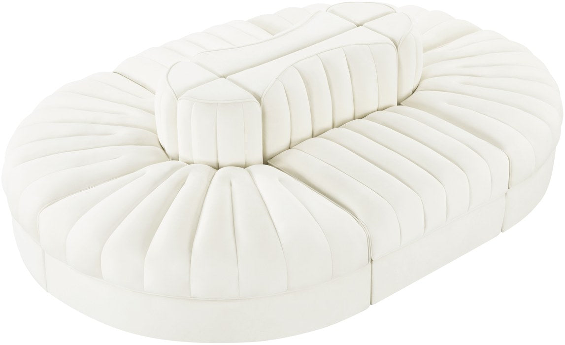 Meridian Furniture - Rummi Cream Velvet Performance Fabric Upholstered 6pc. Sectional - 660Cream-Sec6C - GreatFurnitureDeal