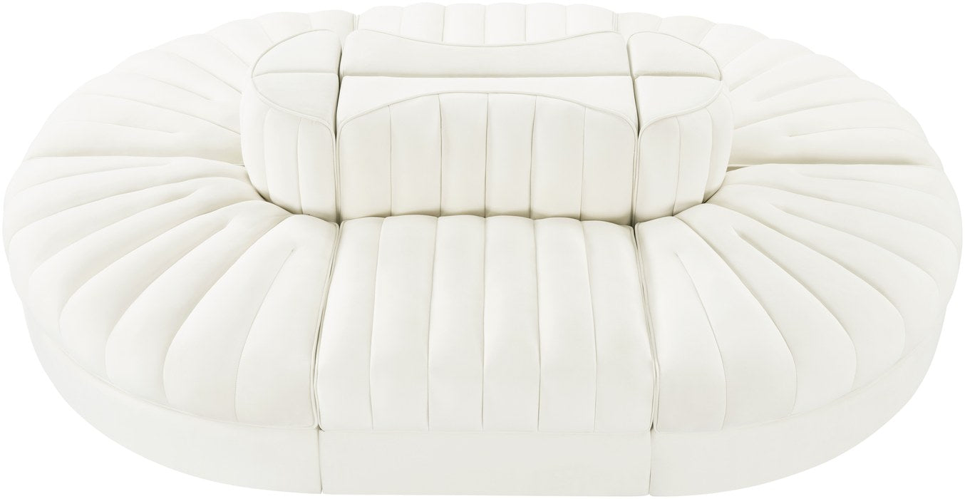 Meridian Furniture - Rummi Cream Velvet Performance Fabric Upholstered 6pc. Sectional - 660Cream-Sec6C - GreatFurnitureDeal