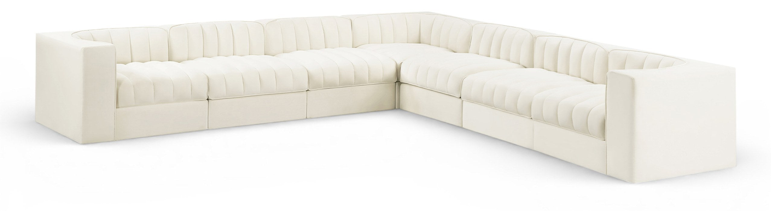 Meridian Furniture - Rummi Cream Velvet Performance Fabric Upholstered 7pc. Sectional - 660Cream-Sec7A - GreatFurnitureDeal