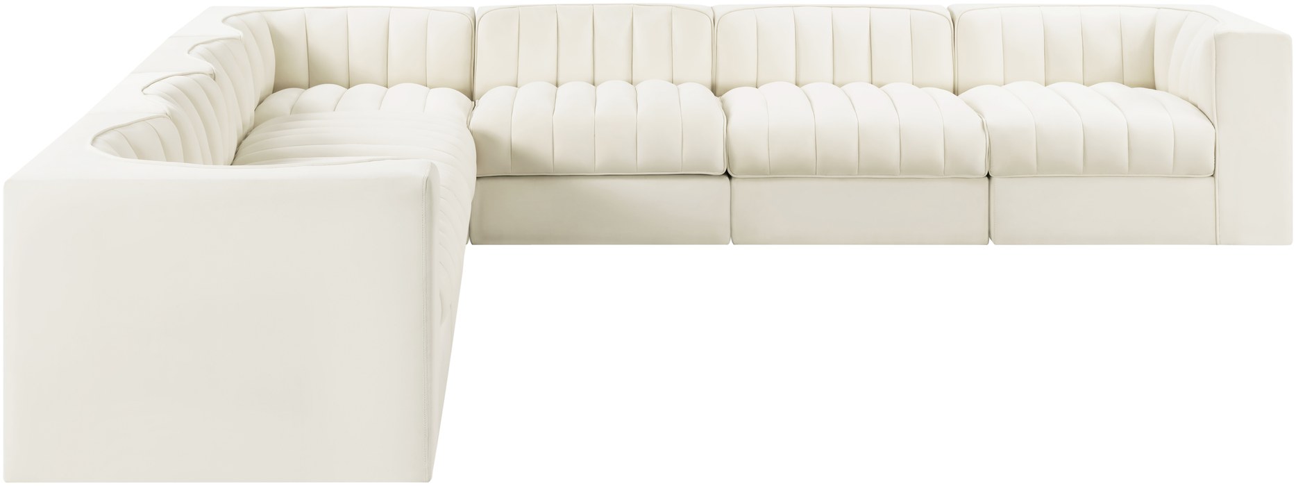 Meridian Furniture - Rummi Cream Velvet Performance Fabric Upholstered 7pc. Sectional - 660Cream-Sec7A - GreatFurnitureDeal