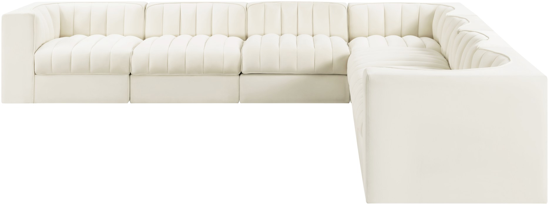 Meridian Furniture - Rummi Cream Velvet Performance Fabric Upholstered 7pc. Sectional - 660Cream-Sec7A - GreatFurnitureDeal