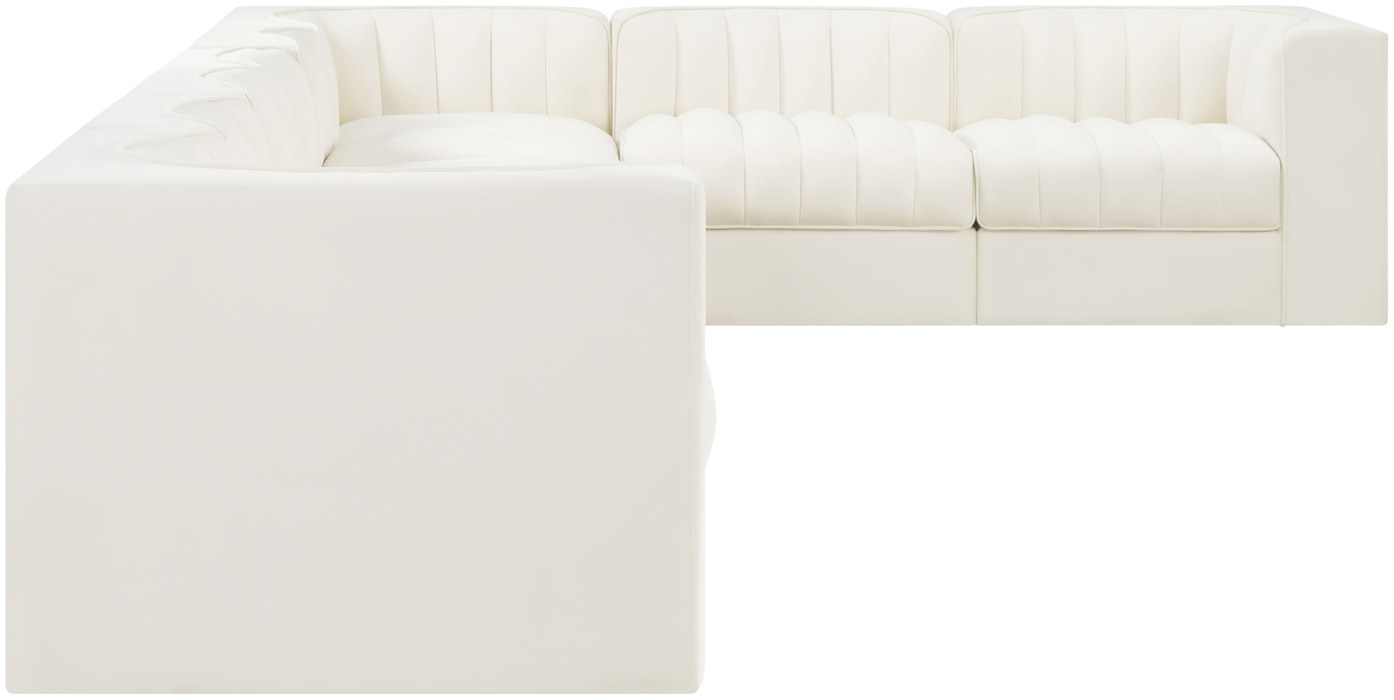 Meridian Furniture - Rummi Cream Velvet Performance Fabric Upholstered 8pc. Sectional - 660Cream-Sec8C - GreatFurnitureDeal