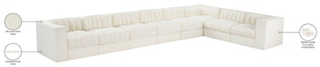 Meridian Furniture - Rummi Cream Velvet Performance Fabric Upholstered 8pc. Sectional - 660Cream-Sec8C - GreatFurnitureDeal
