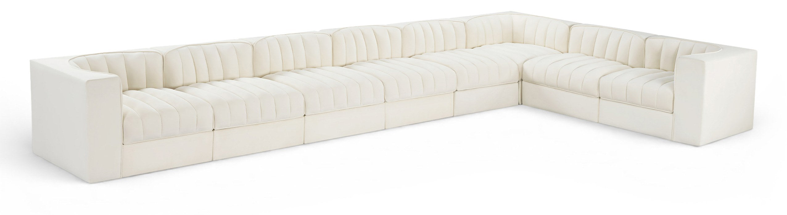 Meridian Furniture - Rummi Cream Velvet Performance Fabric Upholstered 8pc. Sectional - 660Cream-Sec8C - GreatFurnitureDeal
